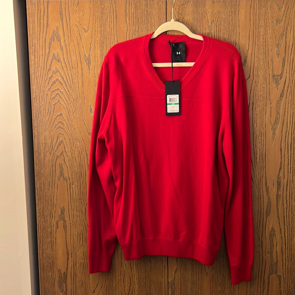 Under Armour Mens Cashmere V-neck Sweater Red Size Large